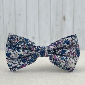 Men’s White Paint Splatter Print Bow Tie Pre-Tied Wedding Party Bow
